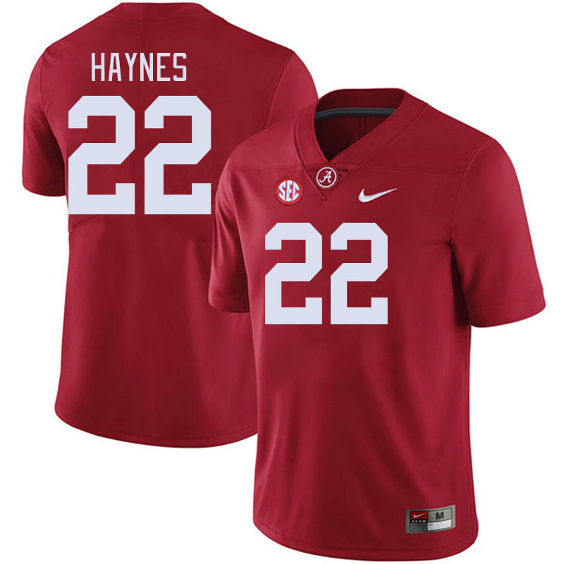 #22 Justice Haynes Alabama Crimson Tide Jerseys Football Stitched-Crimson